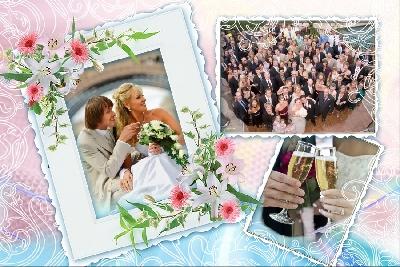 Свадебный коллаж-рамка, на 3 фото сделать онлайн