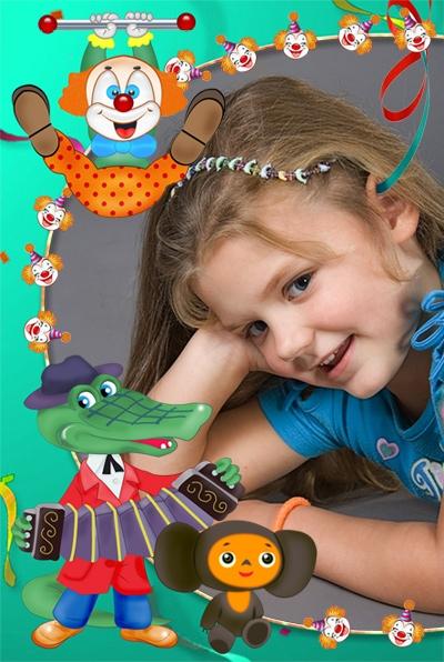 Детская рамка с крокодилом Геной, вставить фото онлайн