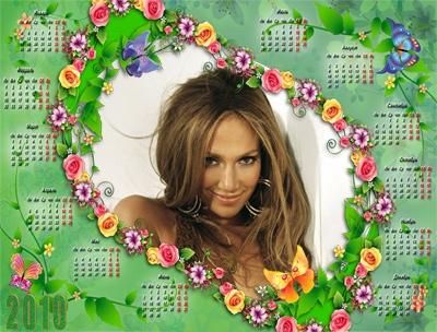 Красивый цветочный календарь на 2010 год, вставить фото онлайн