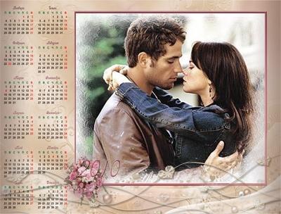 Красивый календарь для влюбленныз на 2010 год, вставить фото онлайн