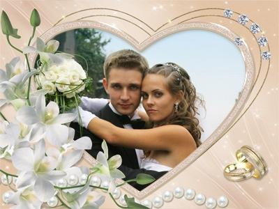 Красивая рамка для свадебных фото, вставить фотку онлайн