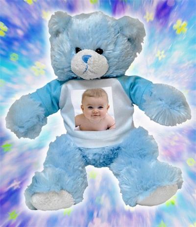 Детская рамочка для мальчика с голубым мишкой, вставить фото ребенка онлайн