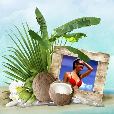Рамка с кокосами, вставить фото онлайн