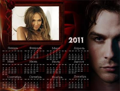 Календарь на 2011 год с героем сериала Дневники вампира, вставить фото онлайн