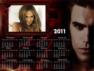 Календарь 2011 год с героем сериала Дневники вампира  Полом Весли, вставить фото онлайн