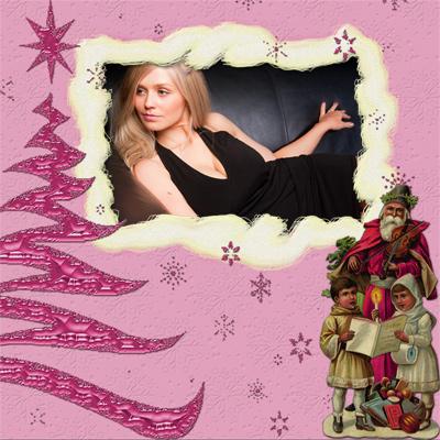 Рождественская рамочка скрап-страница с Сантой, вставить фото онлайн