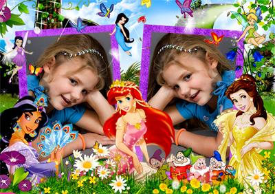 Детская рамочка с принцессами, вставить фото онлайн