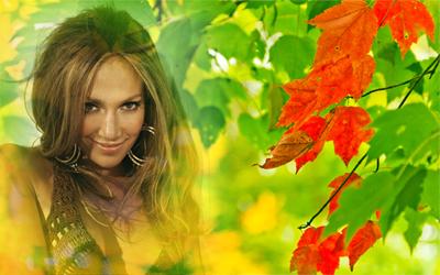 Фотоэффект осенний с листьями онлайн