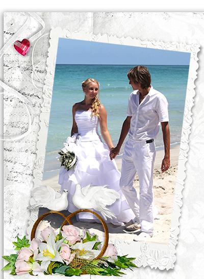 Свадебная рамочка Обручальное кольцо, онлайн фотошоп