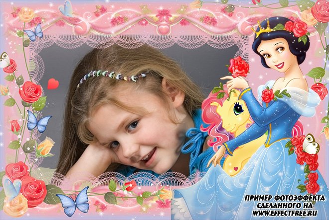 Детская рамочка с принцессой сделать онлайн