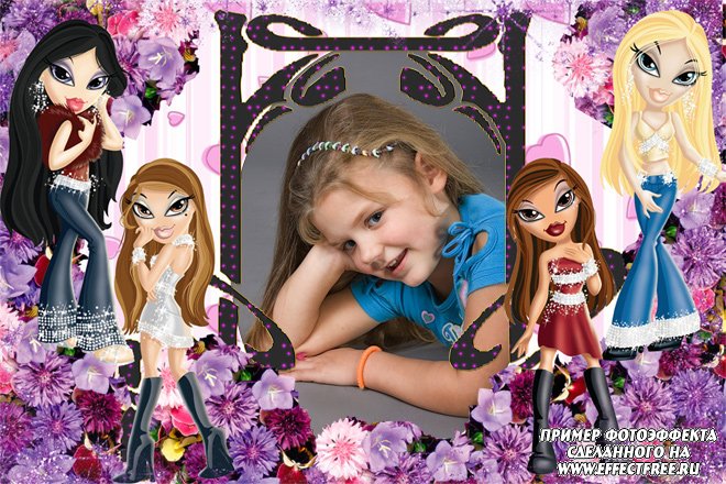 Рамочка детская для фото с куклами Братс, сделать онлайн фотошоп