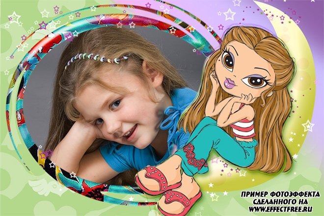 Красивая детская рамочка для фото для девочек, вставить фото в рамку онлайн
