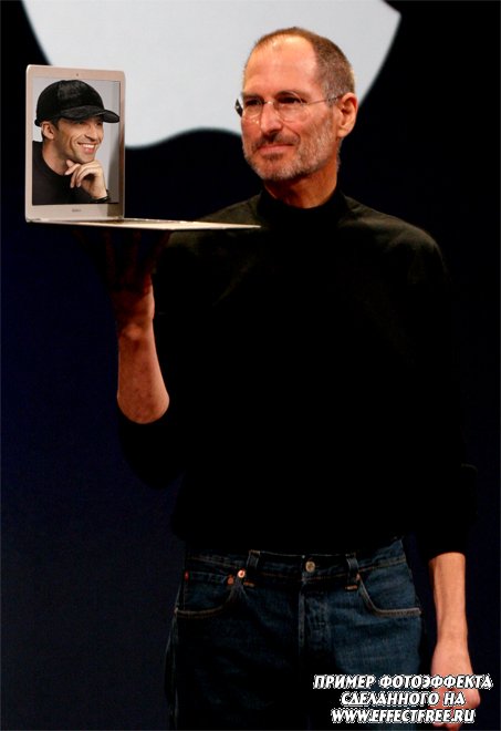 Фотоэффект на экране ipod, в руках Стива Джобса, сделать онлайн